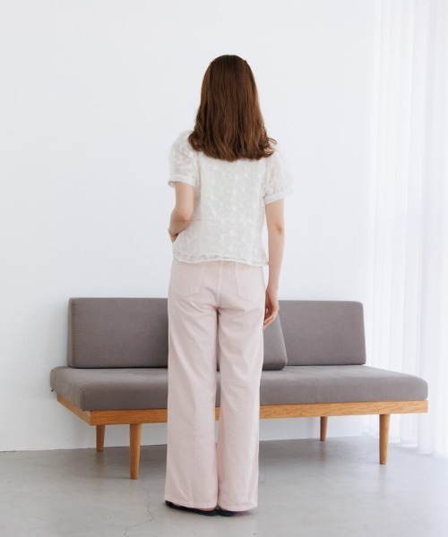 flower（フラワー）の「クラリティフラワーハーフブラウス（シャツ/ブラウス・レディース・コーラル/ホワイト・FREE）」の7枚目の写真