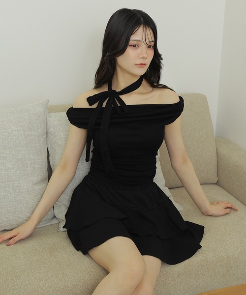 M DOLLY(エムドリー)の「muffler choker frill set up /マフラーチョーカーフリルセットアップ(セットアップ・レディース・ブラック/グレー・FREE)」の14枚目の写真