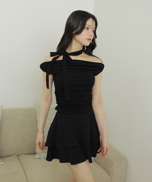 M DOLLY(エムドリー)の「muffler choker frill set up /マフラーチョーカーフリルセットアップ(セットアップ・レディース・ブラック/グレー・FREE)」の16枚目の写真