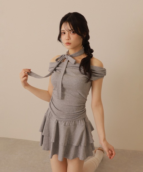 M DOLLY(エムドリー)の「muffler choker frill set up /マフラーチョーカーフリルセットアップ(セットアップ・レディース・ブラック/グレー・FREE)」の8枚目の写真