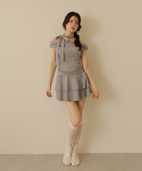 M DOLLY(エムドリー)の「muffler choker frill set up /マフラーチョーカーフリルセットアップ(セットアップ・レディース・ブラック/グレー・FREE)」の10枚目の写真