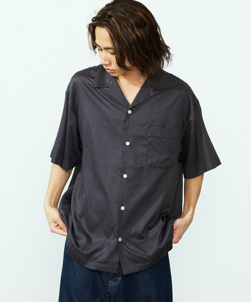 Lee(リー)の「Lee/リー【涼】レーヨンハーフスリーブシャツ(シャツ/ブラウス・メンズ・ブラック/オレンジ・X-LARGE/LARGE/MEDIUM/SMALL)」の1枚目の写真