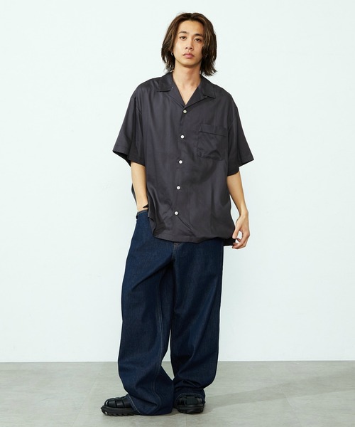 Lee(リー)の「Lee/リー【涼】レーヨンハーフスリーブシャツ(シャツ/ブラウス・メンズ・ブラック/オレンジ・X-LARGE/LARGE/MEDIUM/SMALL)」の12枚目の写真