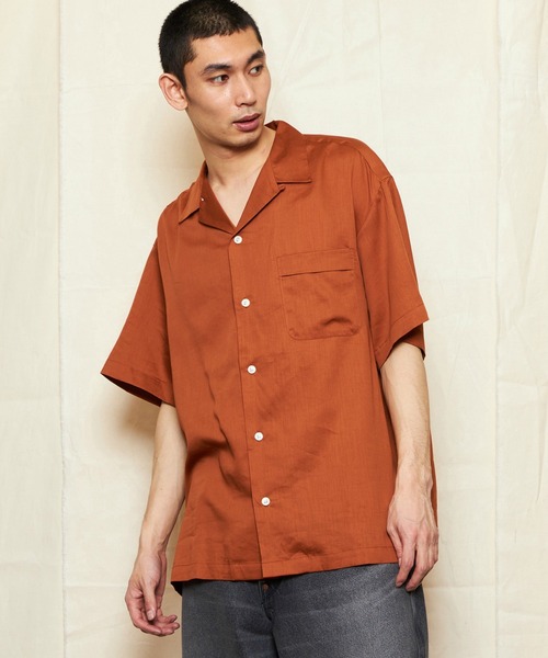 Lee(リー)の「Lee/リー【涼】レーヨンハーフスリーブシャツ(シャツ/ブラウス・メンズ・ブラック/オレンジ・X-LARGE/LARGE/MEDIUM/SMALL)」の14枚目の写真