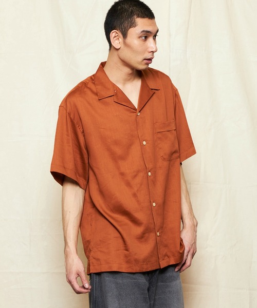 Lee(リー)の「Lee/リー【涼】レーヨンハーフスリーブシャツ(シャツ/ブラウス・メンズ・ブラック/オレンジ・X-LARGE/LARGE/MEDIUM/SMALL)」の16枚目の写真