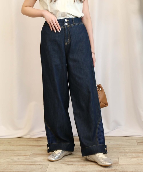 裾ZIPケーブルデニムコンビプルオーバー メッシュ切替ZIPデニムパンツ（デニムパンツ）｜BITTOKO