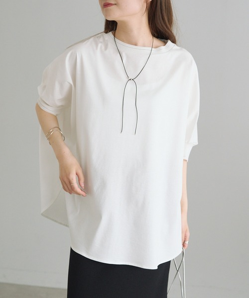 tシャツ 両面シルケットリブ袖Tシャツ レディース 両面シルケットリブ袖Tシャツ（Tシャツ/カットソー）｜PUAL CE