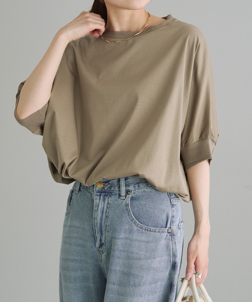 PUAL CE CIN ピュアルセシン 両面シルケットリブ袖Tシャツ 両面シルケットリブ袖Tシャツ（Tシャツ/カットソー）｜PUAL CE