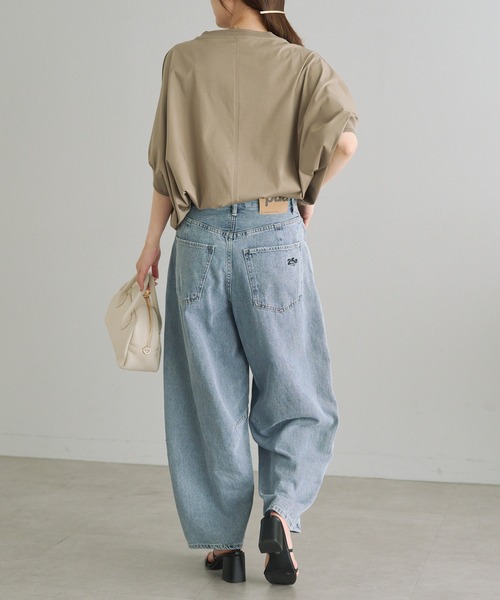 PUAL CE CIN（ピュアルセシン）の「両面シルケットリブ袖Tシャツ（Tシャツ/カットソー・レディース・ベージュ/ブラック/オフホワイト/グレー・FREE）」の16枚目の写真