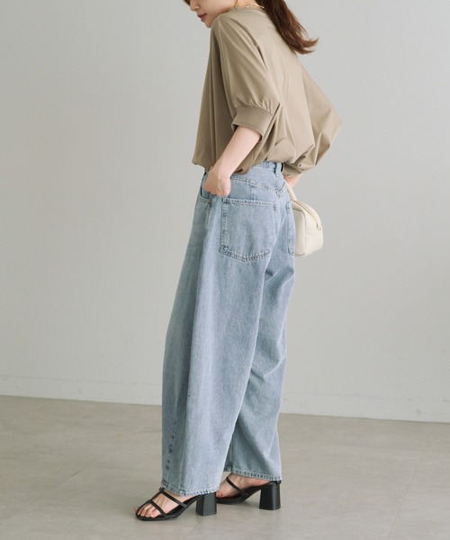 PUAL CE CIN（ピュアルセシン）の「両面シルケットリブ袖Tシャツ（Tシャツ/カットソー・レディース・ベージュ/ブラック/オフホワイト/グレー・FREE）」の15枚目の写真