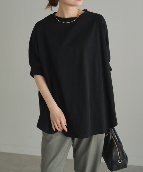 tシャツ 両面シルケットリブ袖Tシャツ レディース 両面シルケットリブ袖Tシャツ（Tシャツ/カットソー）｜PUAL CE