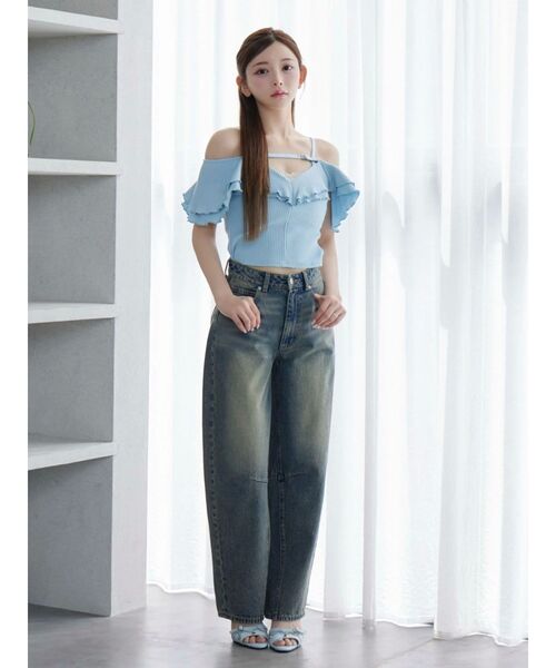 EATME（イートミー）の「ベルテッドラッフルフリルTOP（Tシャツ/カットソー・レディース・ブルー/グレー/ブラック/アイボリー・FREE）」の21枚目の写真