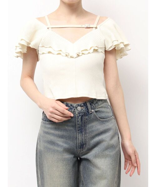 EATME（イートミー）の「ベルテッドラッフルフリルTOP（Tシャツ/カットソー・レディース・ブルー/グレー/ブラック/アイボリー・FREE）」の10枚目の写真