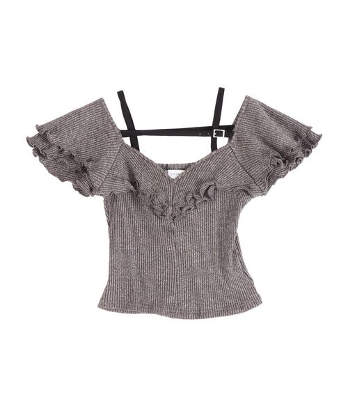 EATME（イートミー）の「ベルテッドラッフルフリルTOP（Tシャツ/カットソー・レディース・ブルー/グレー/ブラック/アイボリー・FREE）」の14枚目の写真