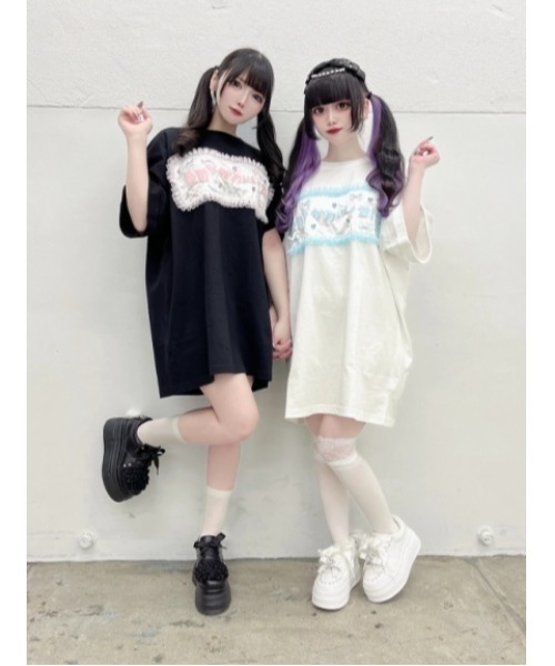Jamie エーエヌケー（ジェイミーエーエヌケー）の「憂鬱なかわいい世界Tシャツ（Tシャツ/カットソー・レディース・ブラック/ホワイト・M）」の19枚目の写真