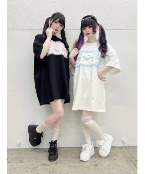 Jamie エーエヌケー（ジェイミーエーエヌケー）の「憂鬱なかわいい世界Tシャツ（Tシャツ/カットソー・レディース・ブラック/ホワイト・M）」の20枚目の写真