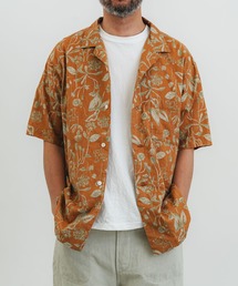 綿麻シーチング花柄pt半袖シャツ