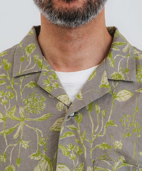 quadro(クオドロ)の「綿麻シーチング花柄pt半袖シャツ(シャツ/ブラウス・メンズ・グレー/オレンジ・LARGE/MEDIUM)」の13枚目の写真