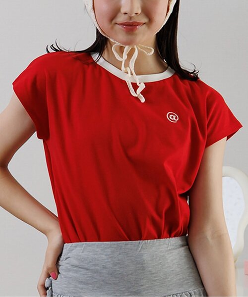 algy(アルジー)の「フレンチスリーブワンポイントシシュウT(Tシャツ/カットソー・キッズ・ピンク/レッド/オフホワイト/サックスブルー・XX-SMALL/X-SMALL/MEDIUM/SMALL)」の4枚目の写真