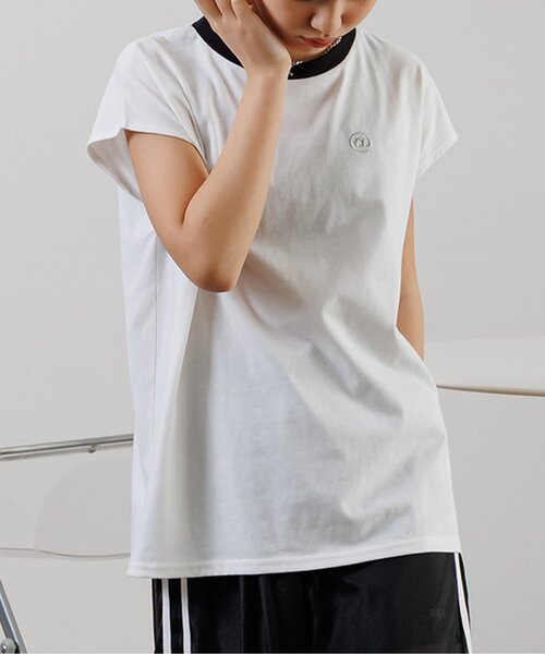 algy(アルジー)の「フレンチスリーブワンポイントシシュウT(Tシャツ/カットソー・キッズ・ピンク/レッド/オフホワイト/サックスブルー・XX-SMALL/X-SMALL/MEDIUM/SMALL)」の1枚目の写真