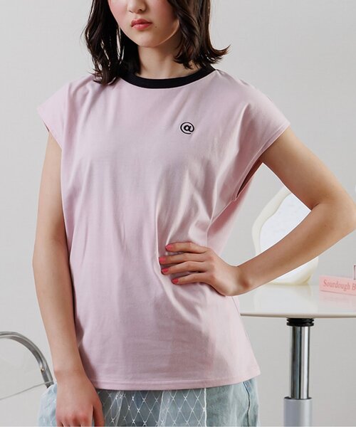 algy(アルジー)の「フレンチスリーブワンポイントシシュウT(Tシャツ/カットソー・キッズ・ピンク/レッド/オフホワイト/サックスブルー・XX-SMALL/X-SMALL/MEDIUM/SMALL)」の3枚目の写真