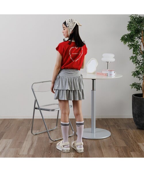 algy(アルジー)の「フレンチスリーブワンポイントシシュウT(Tシャツ/カットソー・キッズ・ピンク/レッド/オフホワイト/サックスブルー・XX-SMALL/X-SMALL/MEDIUM/SMALL)」の6枚目の写真