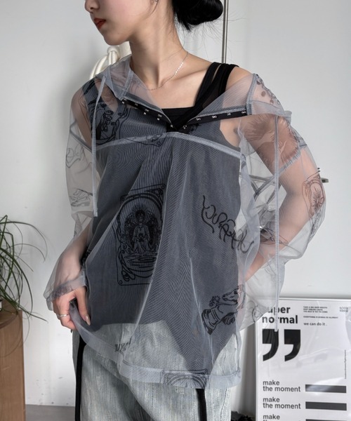 VACANCY(ヴァカンシー)の「タロットカード柄フーディーシアートップス(Tシャツ/カットソー・レディース・グレー/ブラック/ネイビー・FREE)」の2枚目の写真