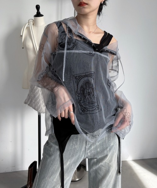 VACANCY(ヴァカンシー)の「タロットカード柄フーディーシアートップス(Tシャツ/カットソー・レディース・グレー/ブラック/ネイビー・FREE)」の11枚目の写真