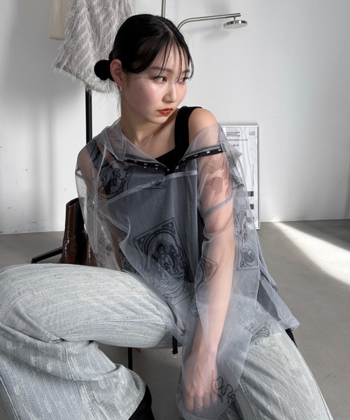VACANCY(ヴァカンシー)の「タロットカード柄フーディーシアートップス(Tシャツ/カットソー・レディース・グレー/ブラック/ネイビー・FREE)」の13枚目の写真