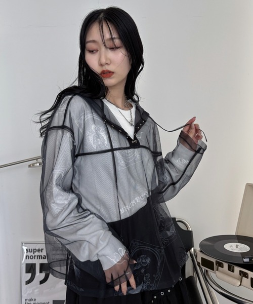 VACANCY(ヴァカンシー)の「タロットカード柄フーディーシアートップス(Tシャツ/カットソー・レディース・グレー/ブラック/ネイビー・FREE)」の4枚目の写真