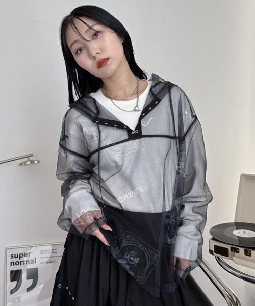 VACANCY(ヴァカンシー)の「タロットカード柄フーディーシアートップス(Tシャツ/カットソー・レディース・グレー/ブラック/ネイビー・FREE)」の5枚目の写真