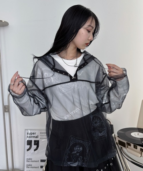 VACANCY(ヴァカンシー)の「タロットカード柄フーディーシアートップス(Tシャツ/カットソー・レディース・グレー/ブラック/ネイビー・FREE)」の6枚目の写真