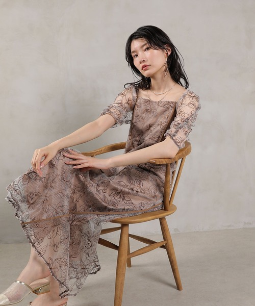 Kana(カナ)の「トルネード レース ワンピース パーティー ドレス 結婚式 お呼ばれ オケージョン(ドレス・レディース・ブラウン/イエロー/ブラック・M)」の2枚目の写真