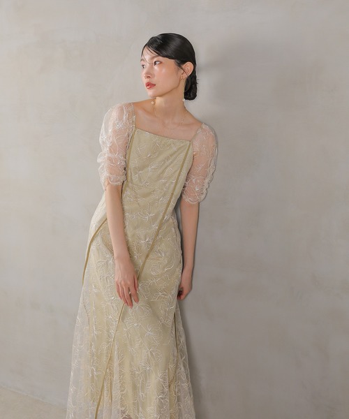 Kana(カナ)の「トルネード レース ワンピース パーティー ドレス 結婚式 お呼ばれ オケージョン(ドレス・レディース・ブラウン/イエロー/ブラック・M)」の3枚目の写真