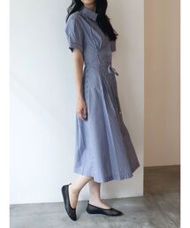 TONAL（トーナル）の「くるみ釦ドレープスリーブワンピース 