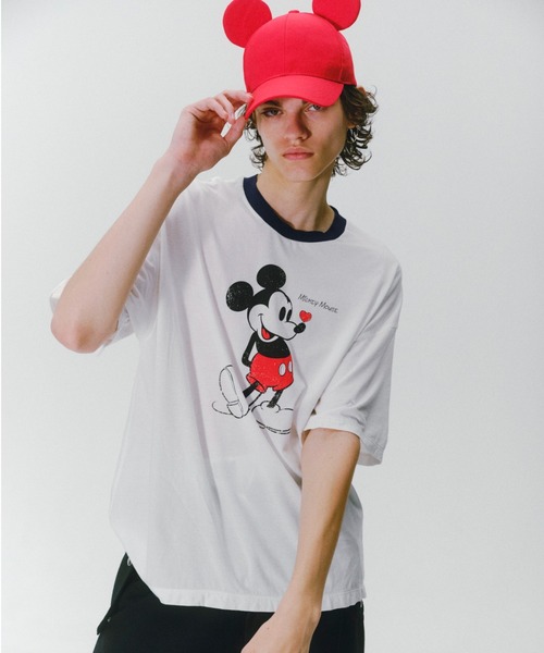 【BASICKS】ベーシックス × Mickey Mouse プリント◇Tシャツ BASICKS/ベイシックス ×Mickey Mouse Vintage print T / DIS