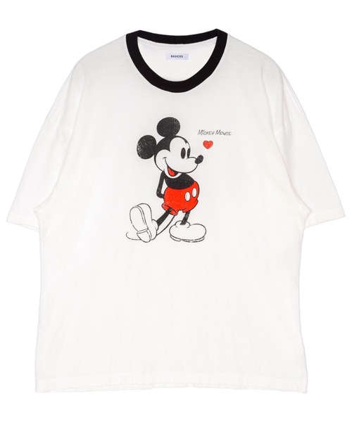 BASICKS(ベイシックス)の「【BASICKS/ベーシックス】Mickey Mouse Vintage Ringer Tshirt(Tシャツ/カットソー・レディース・ブラック・M/S)」の4枚目の写真