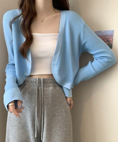 shoppinggo(ショッピングゴー)の「サマーカーディガン UVカット カーデ Vネック(カーディガン/ボレロ・レディース・ブルー/ホワイト/レッド系その他/ベージュ/イエロー・FREE)」の3枚目の写真