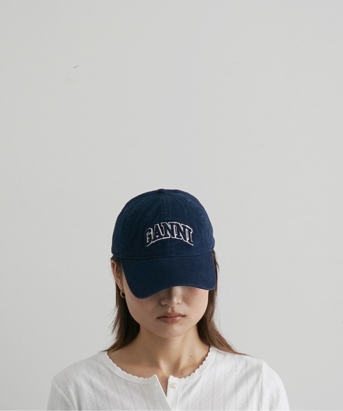 GANNI Washed cotton canvas cap embroidery（キャップ）｜GANNI