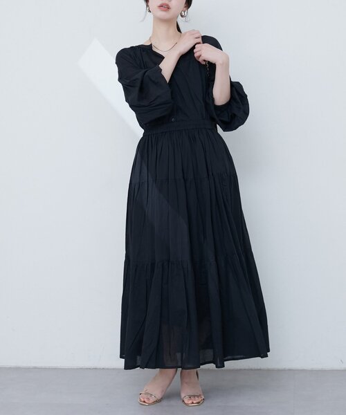 natural couture（ナチュラルクチュール）の「インド綿ボイルティアードスカート（スカート・レディース・ラベンダー/オフホワイト/サックスブルー/ブラック・FREE）」の12枚目の写真