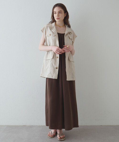 Drawing Numbers(ドローイング ナンバーズ)の「【Drawing Numbers】キャミマキシドレス(ワンピース・レディース・グレイッシュベージュ/ブラック・38)」の21枚目の写真