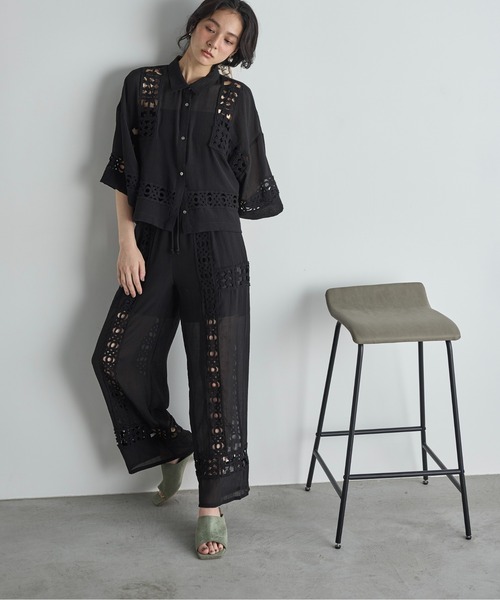 THE YOn(ザヨン)の「クロシェアクセントクロップドハーフスリーブリネンシャツ(シャツ/ブラウス・レディース・アイボリー/ブラック・FREE)」の22枚目の写真