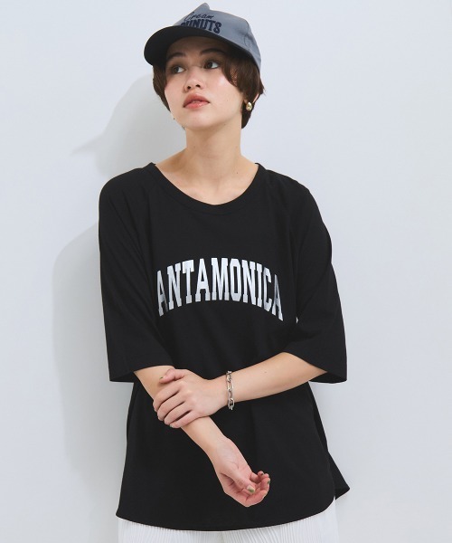 VICKY（ビッキー）の「リサイクルポリエステルロゴTシャツ≪手洗い可能≫（Tシャツ/カットソー・レディース・オフホワイト/ブラック/イエロー・M）」の2枚目の写真