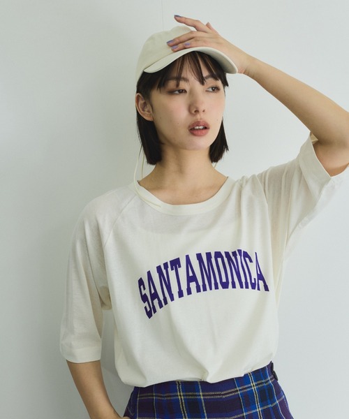 VICKY（ビッキー）の「リサイクルポリエステルロゴTシャツ≪手洗い可能≫（Tシャツ/カットソー・レディース・オフホワイト/ブラック/イエロー・M）」の9枚目の写真