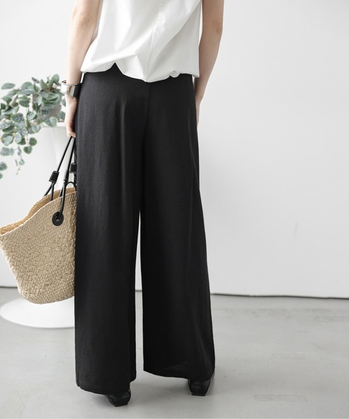 Lajour（ラジュール）の「【日本製】美シルエットワイドパンツ（その他パンツ・レディース・ベージュ/マルチ/ブラック/ストライプ・L/M）」の7枚目の写真