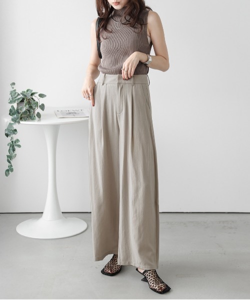 Lajour（ラジュール）の「【日本製】美シルエットワイドパンツ（その他パンツ・レディース・ベージュ/マルチ/ブラック/ストライプ・L/M）」の9枚目の写真