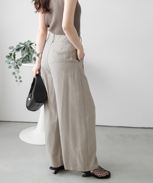 Lajour（ラジュール）の「【日本製】美シルエットワイドパンツ（その他パンツ・レディース・ベージュ/マルチ/ブラック/ストライプ・L/M）」の10枚目の写真