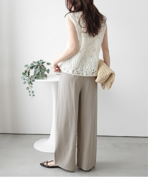 Lajour（ラジュール）の「【日本製】美シルエットワイドパンツ（その他パンツ・レディース・ベージュ/マルチ/ブラック/ストライプ・L/M）」の13枚目の写真