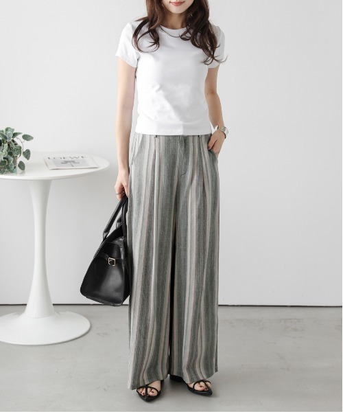 Lajour（ラジュール）の「【日本製】美シルエットワイドパンツ（その他パンツ・レディース・ベージュ/マルチ/ブラック/ストライプ・L/M）」の16枚目の写真