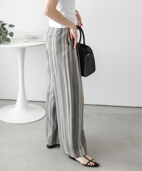 Lajour（ラジュール）の「【日本製】美シルエットワイドパンツ（その他パンツ・レディース・ベージュ/マルチ/ブラック/ストライプ・L/M）」の19枚目の写真